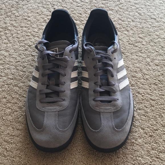 grey adidas samba trainers